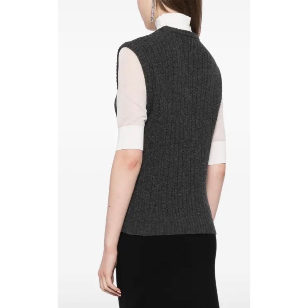 Victoria Beckham Mock Neck Double Layer Top in Charcoal M - Picture 5 of 7